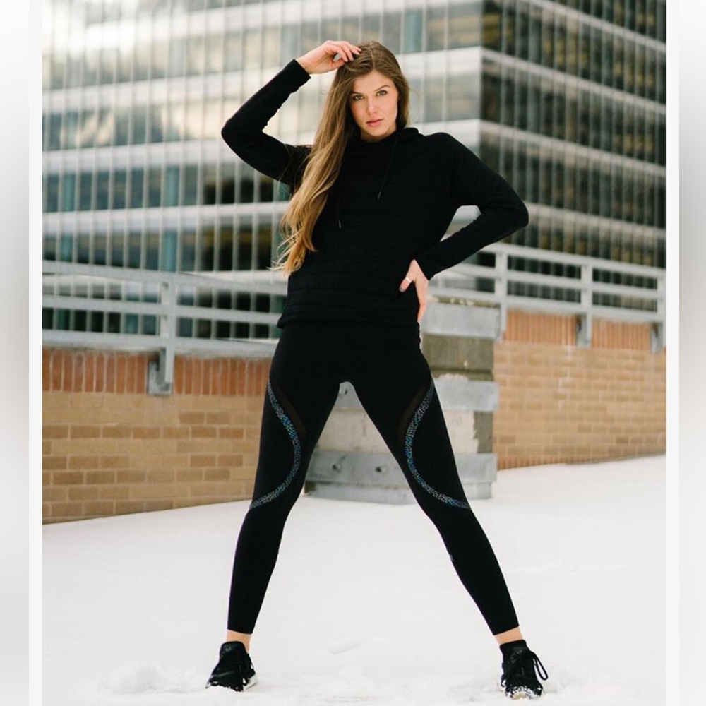 Zyia Black Reflective Serpent Leggings